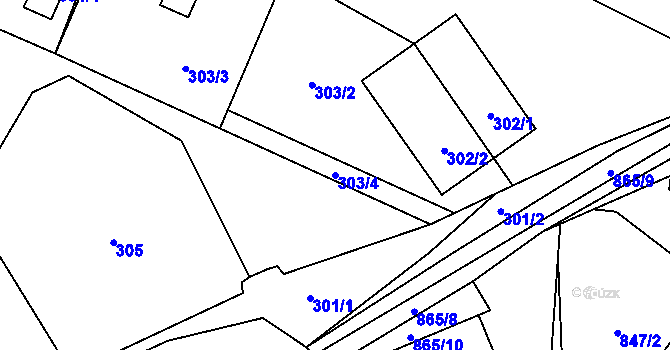 Parcela st. 303/4 v KÚ Litvínovice, Katastrální mapa