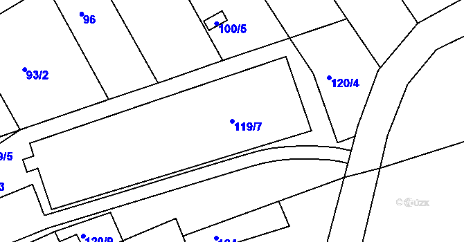 Parcela st. 119/7 v KÚ Litvínovice, Katastrální mapa