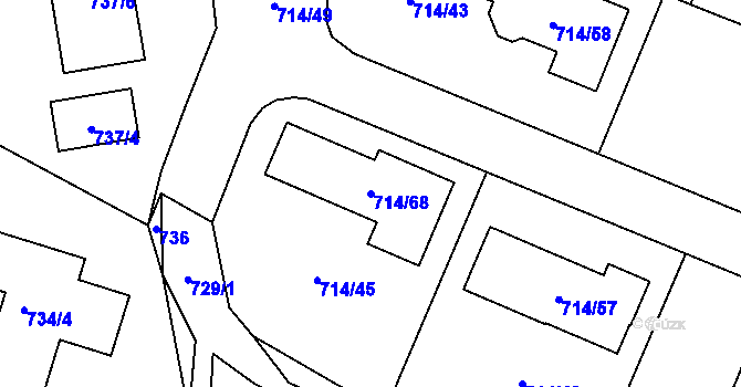 Parcela st. 714/68 v KÚ Litvínovice, Katastrální mapa