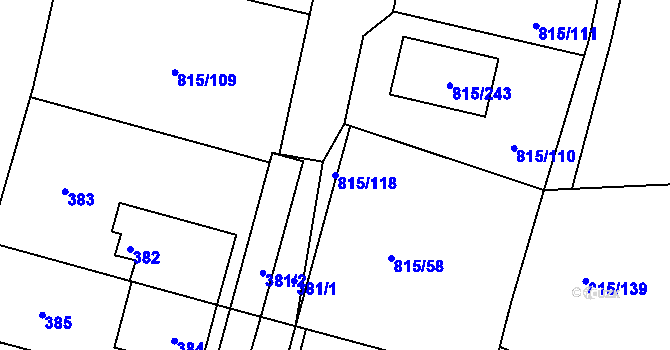 Parcela st. 815/118 v KÚ Litvínovice, Katastrální mapa