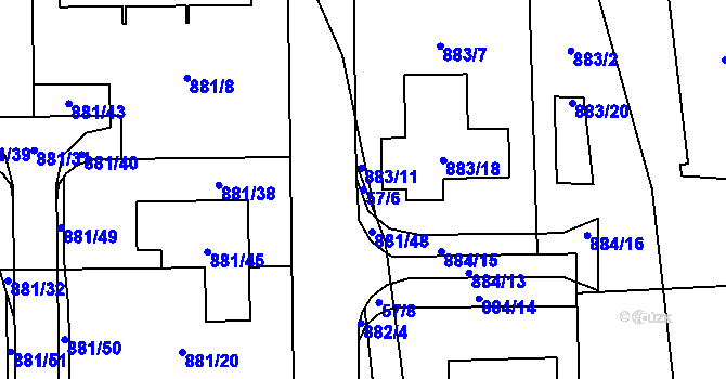 Parcela st. 57/6 v KÚ Litvínovice, Katastrální mapa