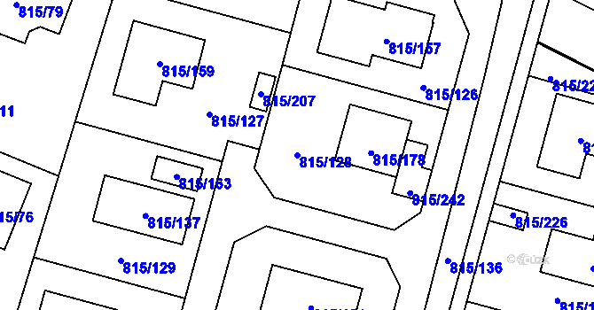 Parcela st. 815/128 v KÚ Litvínovice, Katastrální mapa