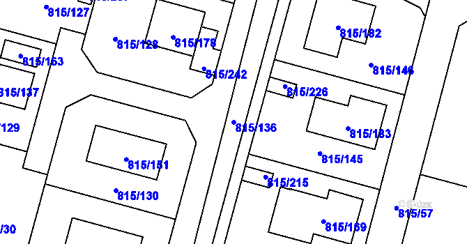 Parcela st. 815/136 v KÚ Litvínovice, Katastrální mapa