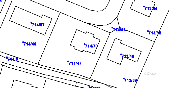 Parcela st. 714/70 v KÚ Litvínovice, Katastrální mapa