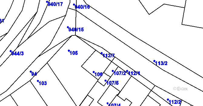 Parcela st. 112/7 v KÚ Litvínovice, Katastrální mapa