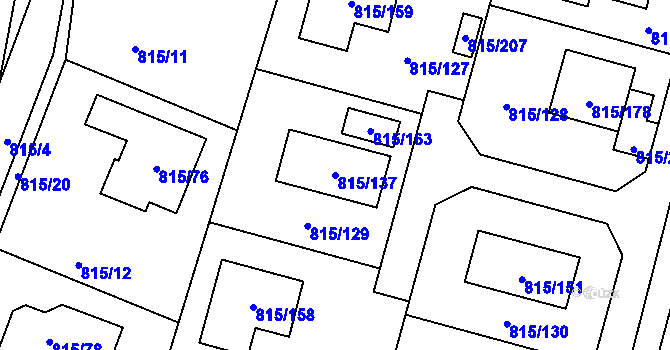 Parcela st. 815/137 v KÚ Litvínovice, Katastrální mapa