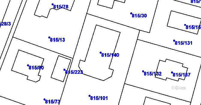 Parcela st. 815/140 v KÚ Litvínovice, Katastrální mapa