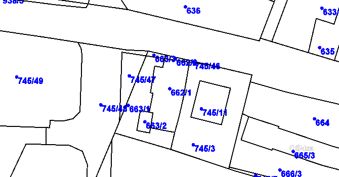 Parcela st. 662/1 v KÚ Litvínovice, Katastrální mapa