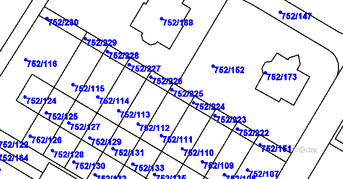 Parcela st. 752/225 v KÚ Litvínovice, Katastrální mapa