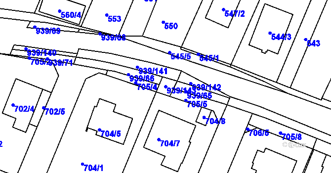 Parcela st. 939/143 v KÚ Litvínovice, Katastrální mapa