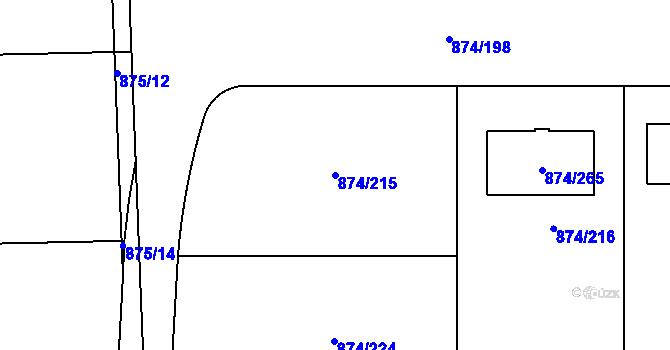 Parcela st. 874/215 v KÚ Litvínovice, Katastrální mapa