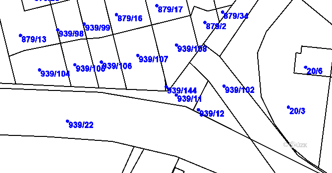 Parcela st. 939/144 v KÚ Litvínovice, Katastrální mapa