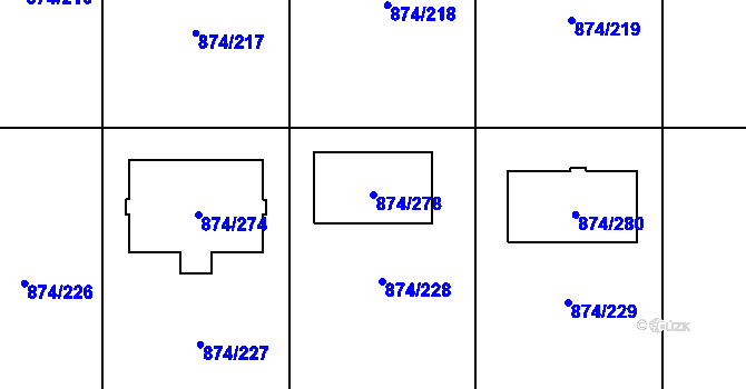 Parcela st. 874/278 v KÚ Litvínovice, Katastrální mapa