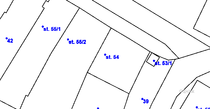 Parcela st. 54 v KÚ Lkáň, Katastrální mapa