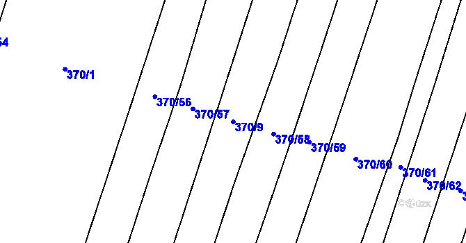 Parcela st. 370/9 v KÚ Lkáň, Katastrální mapa