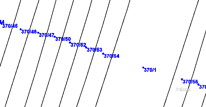 Parcela st. 370/54 v KÚ Lkáň, Katastrální mapa