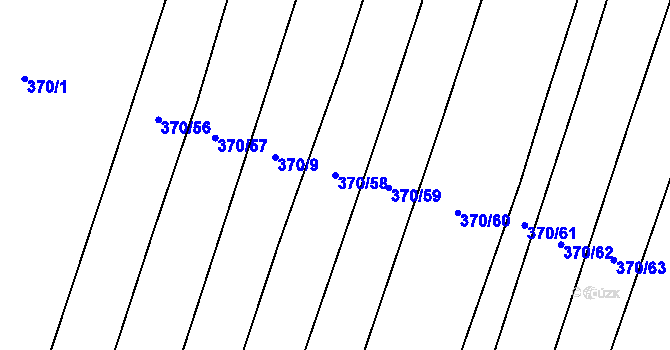 Parcela st. 370/58 v KÚ Lkáň, Katastrální mapa