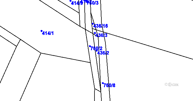 Parcela st. 436/2 v KÚ Lkáň, Katastrální mapa