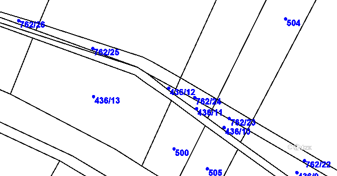 Parcela st. 436/12 v KÚ Lkáň, Katastrální mapa
