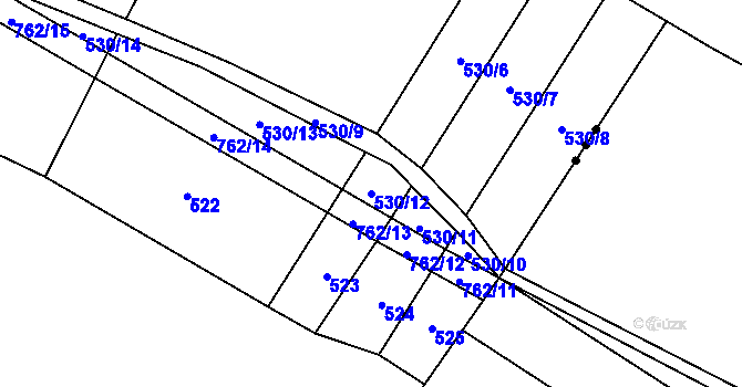 Parcela st. 530/12 v KÚ Lkáň, Katastrální mapa