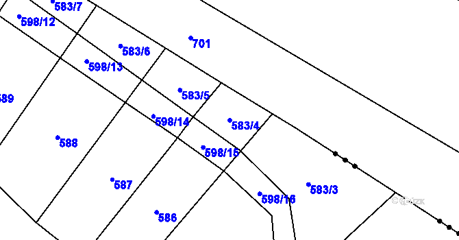Parcela st. 583/4 v KÚ Lkáň, Katastrální mapa