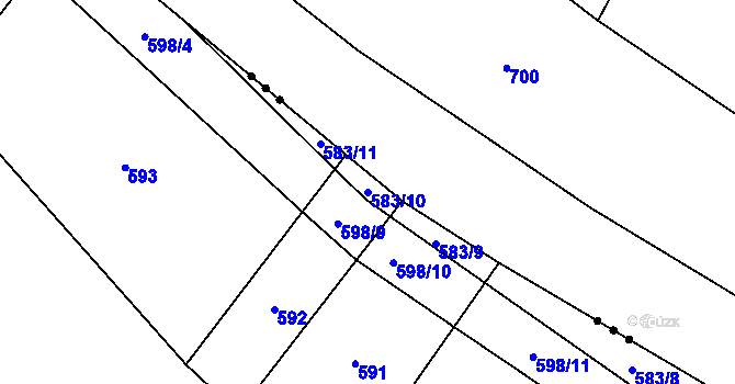 Parcela st. 583/10 v KÚ Lkáň, Katastrální mapa