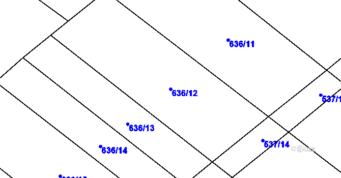 Parcela st. 636/12 v KÚ Lkáň, Katastrální mapa
