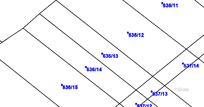Parcela st. 636/13 v KÚ Lkáň, Katastrální mapa