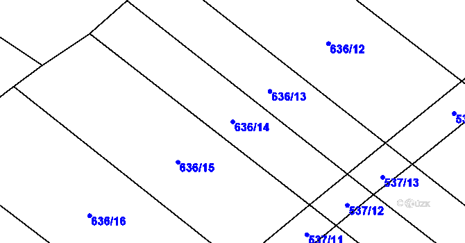 Parcela st. 636/14 v KÚ Lkáň, Katastrální mapa