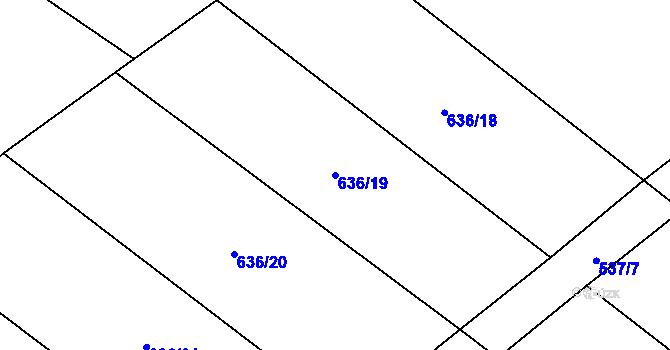 Parcela st. 636/19 v KÚ Lkáň, Katastrální mapa