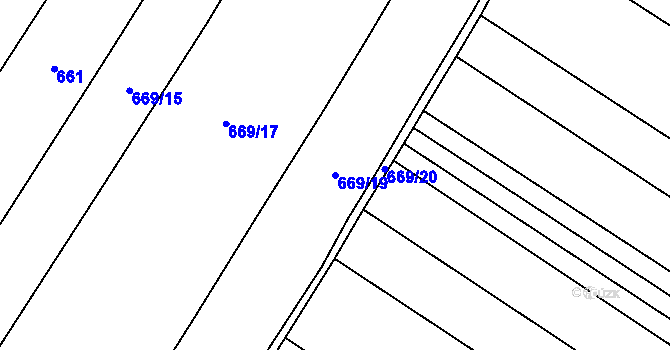 Parcela st. 669/19 v KÚ Lkáň, Katastrální mapa