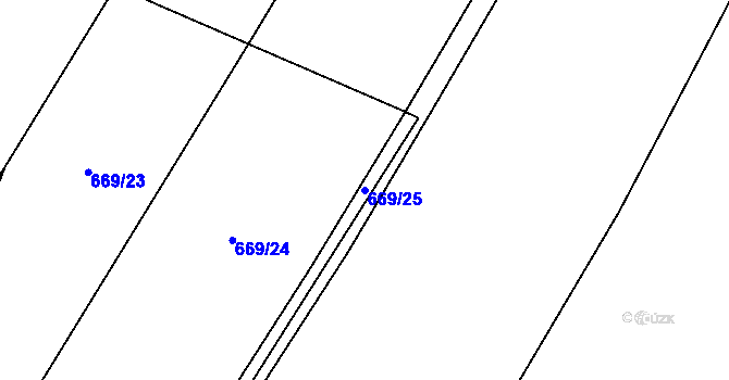 Parcela st. 669/25 v KÚ Lkáň, Katastrální mapa