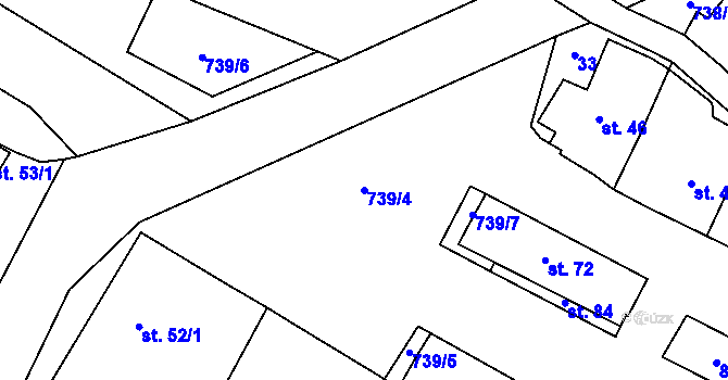 Parcela st. 739/4 v KÚ Lkáň, Katastrální mapa