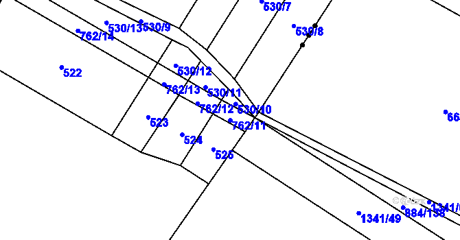 Parcela st. 762/11 v KÚ Lkáň, Katastrální mapa