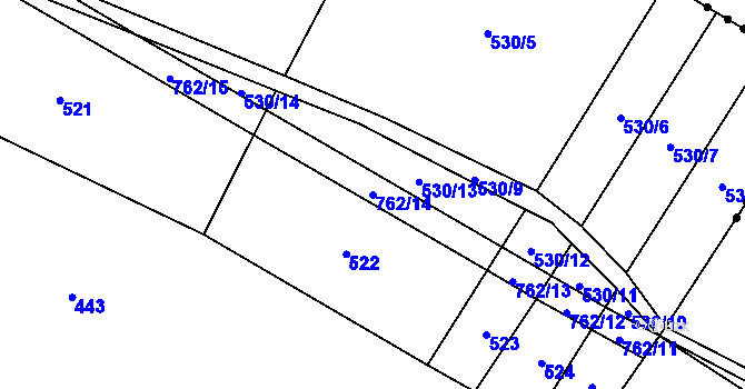 Parcela st. 762/14 v KÚ Lkáň, Katastrální mapa