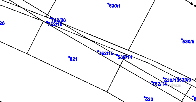 Parcela st. 762/15 v KÚ Lkáň, Katastrální mapa