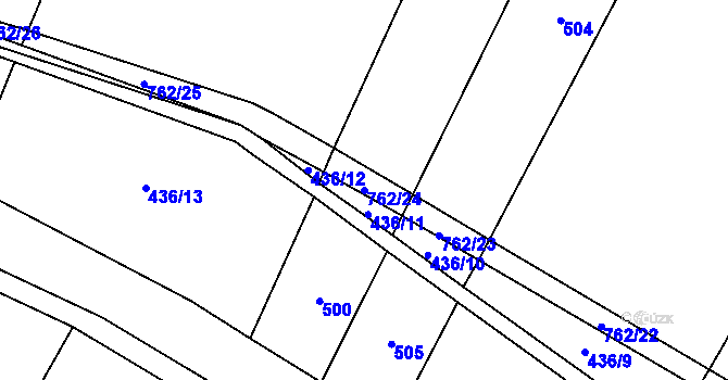 Parcela st. 762/24 v KÚ Lkáň, Katastrální mapa