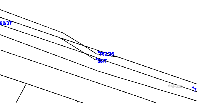Parcela st. 762/36 v KÚ Lkáň, Katastrální mapa