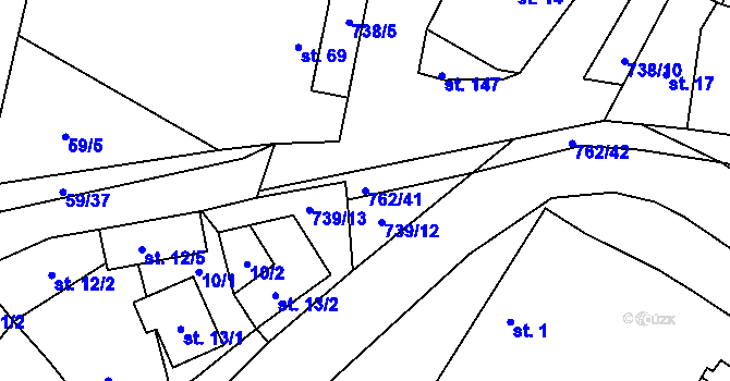 Parcela st. 762/41 v KÚ Lkáň, Katastrální mapa