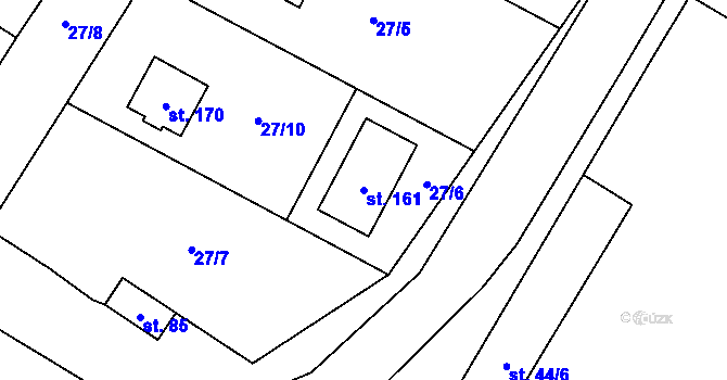 Parcela st. 161 v KÚ Lkáň, Katastrální mapa