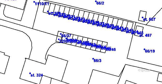 Parcela st. 66/41 v KÚ Lnáře, Katastrální mapa