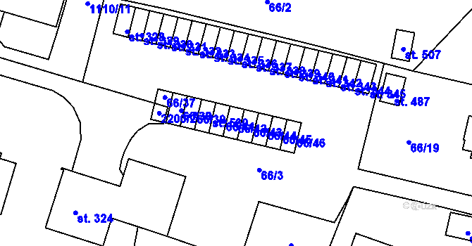 Parcela st. 66/42 v KÚ Lnáře, Katastrální mapa