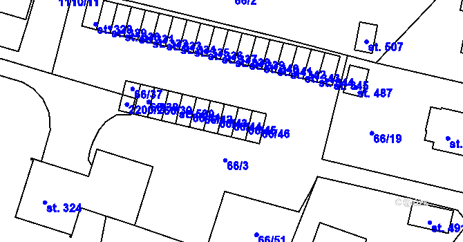 Parcela st. 66/44 v KÚ Lnáře, Katastrální mapa