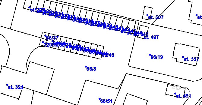 Parcela st. 66/46 v KÚ Lnáře, Katastrální mapa