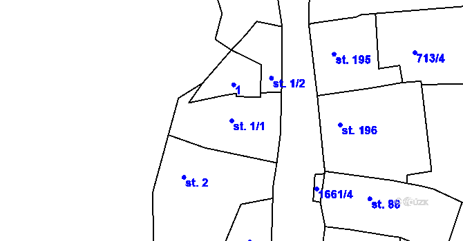 Parcela st. 1/1 v KÚ Lnáře, Katastrální mapa