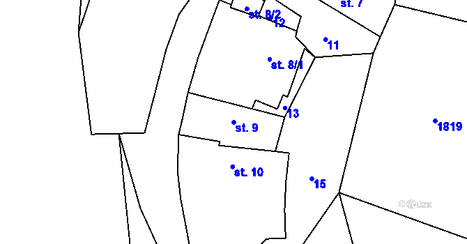 Parcela st. 9 v KÚ Lnáře, Katastrální mapa