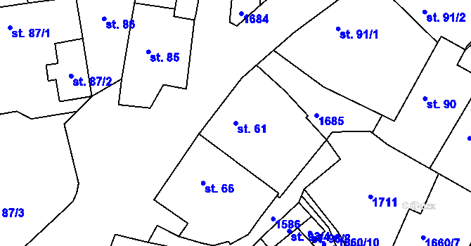 Parcela st. 61 v KÚ Lnáře, Katastrální mapa