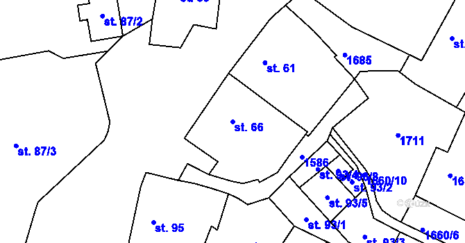 Parcela st. 66 v KÚ Lnáře, Katastrální mapa