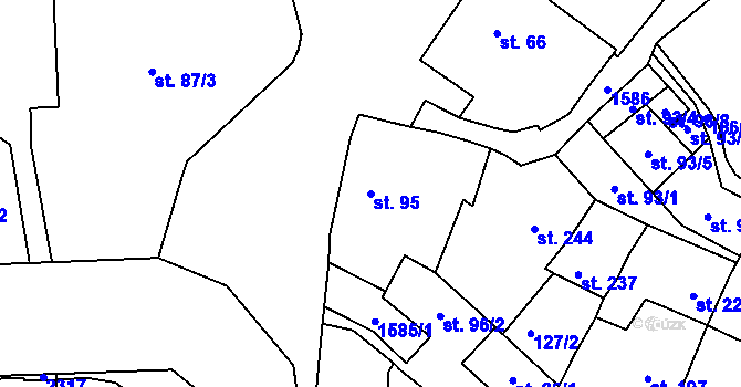 Parcela st. 95 v KÚ Lnáře, Katastrální mapa