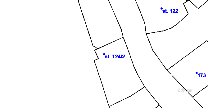Parcela st. 124/2 v KÚ Lnáře, Katastrální mapa